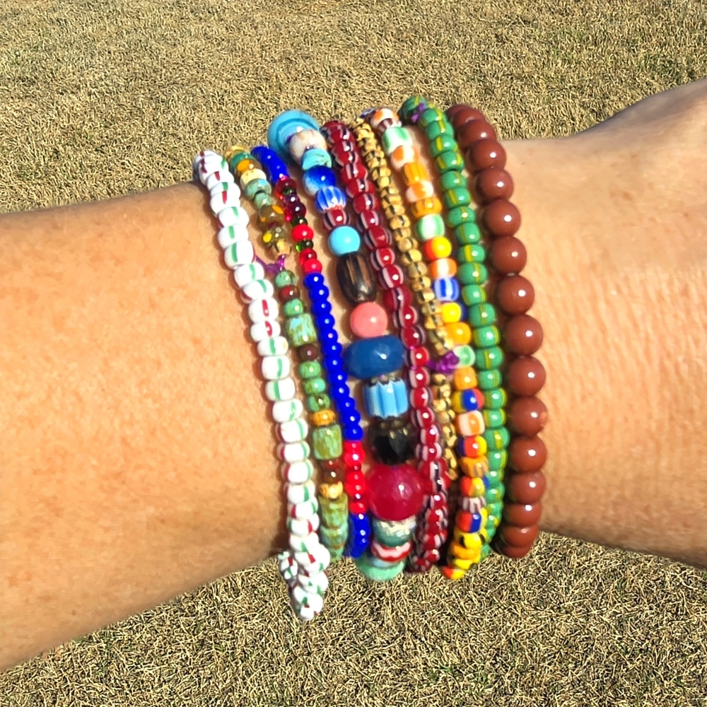 Handmade Multicolor Beaded Bracelet Stack - Women Jewelry